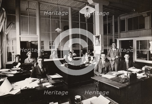 Office at Caley’s, Norwich, Caley factory, Norfolk, 1937. Artist: Unknown
