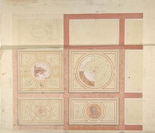 Design for the decoration of the ceiling of a vestibule in painted panels with roman key..., 1830-97 Creators: Jules-Edmond-Charles Lachaise, Eugène-Pierre Gourdet.