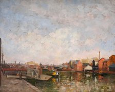 A Birmingham Canal Lock, 1920-30. View of Cambrian Wharf in Ladywood. Creator: George Leonard Leigh.
