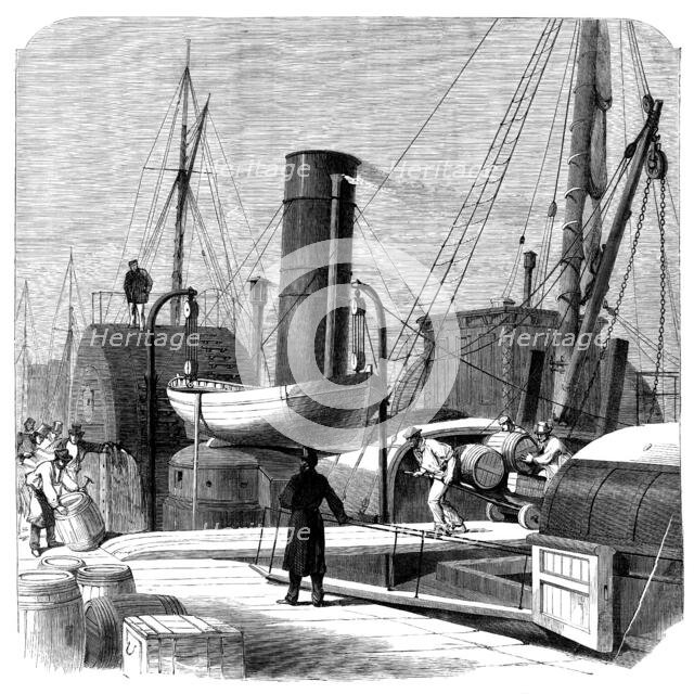 Seizure of casks, with arms and ammunition, on board the Dublin steamer Windsor, 1870. Creator: Unknown.