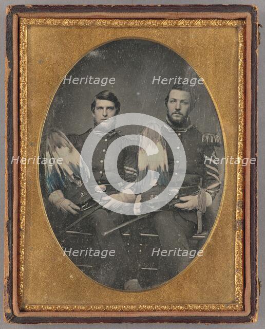 Portrait of Two Seated Men in Military Uniforms, about 1850. Creator: Unknown.