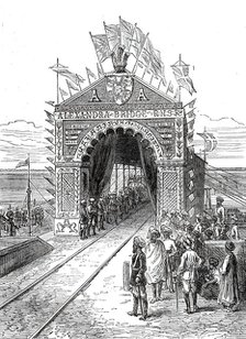 Triumphal Arch on the Alexandra Railway Bridge at Wuzeerabad...1876. Creator: Unknown.