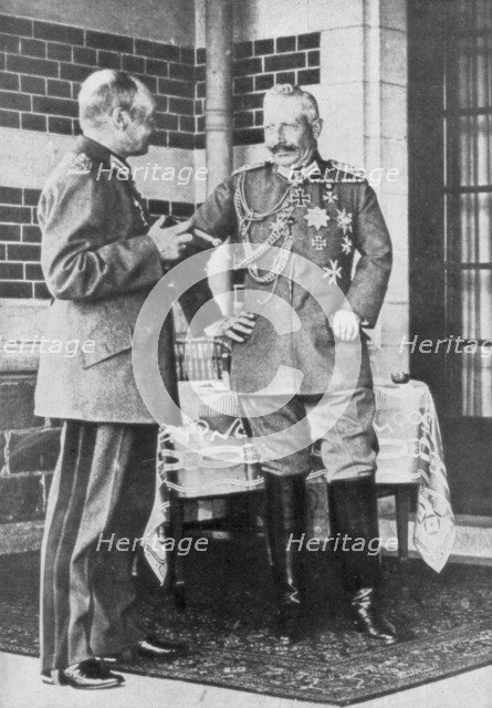 Kaiser Wilhelm II of Germany and Frederick Augustus III of Saxony, June 1918. Artist: Unknown