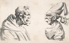 Two Grotesque Heads, 1640s., 1640s. Creator: Anon.