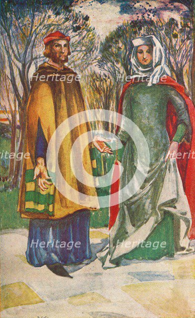 'A Man and Woman of The Time of Edward I', 1907. Artist: Dion Clayton Calthrop.