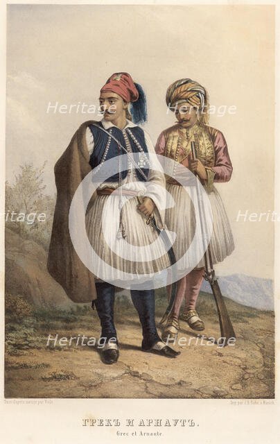 Greek and Arnaut, 1862. Creator: Karl Fiale.