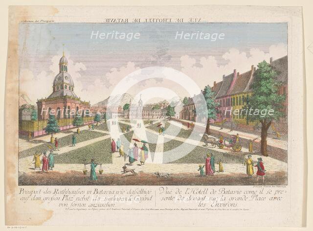 View of the town hall and the New Dutch Church in Batavia, 1755-1779. Creator: Franz Xavier Habermann.