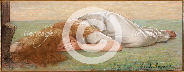 Mary Magdalene at the foot of the cross, 1897. Creator: Longoni, Emilio (1859-1932).