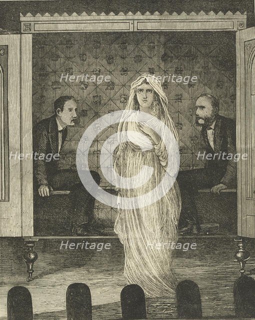 The Easter Holidays: Maskelyne & Cooke's Dark Seance at the Egyptian Hall, 1875. Creator: Unknown.