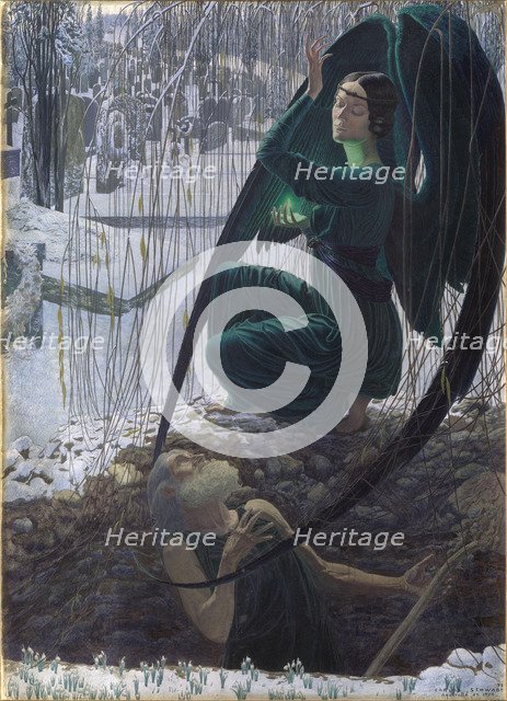 The Death of the Grave Digger (La mort du fossoyeur), 1895-1900. Artist: Schwabe, Carlos (1866-1926)