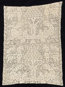 Panel with a Pattern of Trees and Unidentified Animals, 19th century. Creator: Unknown.
