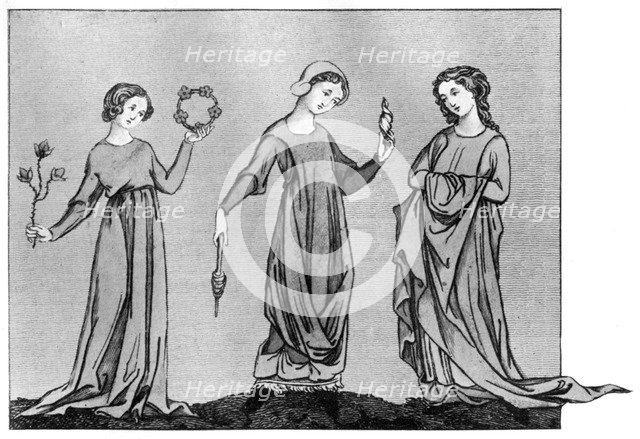 Young girls, 13th century, (1910). Artist: Unknown