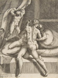Apollo and Leucothea, from 'The Loves of the Gods', ca. 1531-76. Creator: Giulio Bonasone.
