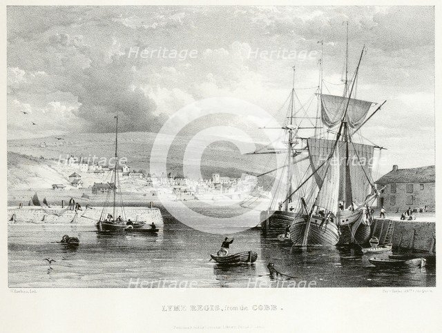 'Lyme Regis from the Cobb', Dorset, 1835. Artist: Unknown.