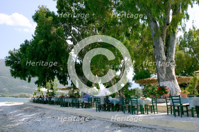 Karavomilos Lake Taverna, Kefalonia, Greece.