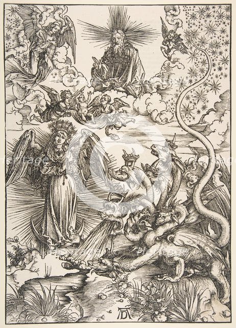 The Apocalyptic Woman, from the Apocalypse series, 1511. Creator: Albrecht Durer.