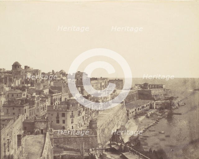 The Harbor at Valletta, Malta, 1850s. Creator: Calvert Jones.