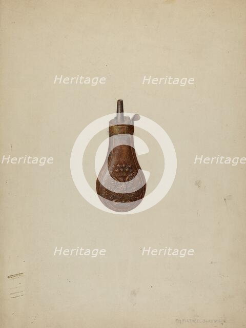 Gun Powder Flask, c. 1938. Creator: Christabel Scrymser.