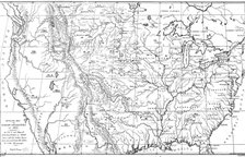 Map of North America with locations of Native American tribes, 1841.Artist: Myers and Co