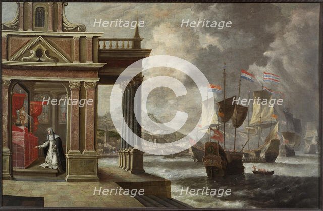 The Battle of Lepanto: Saint Catherine of Ricci and the embarkation, 1671. Creator: Peeters, Jan, the Elder (1624-1678).