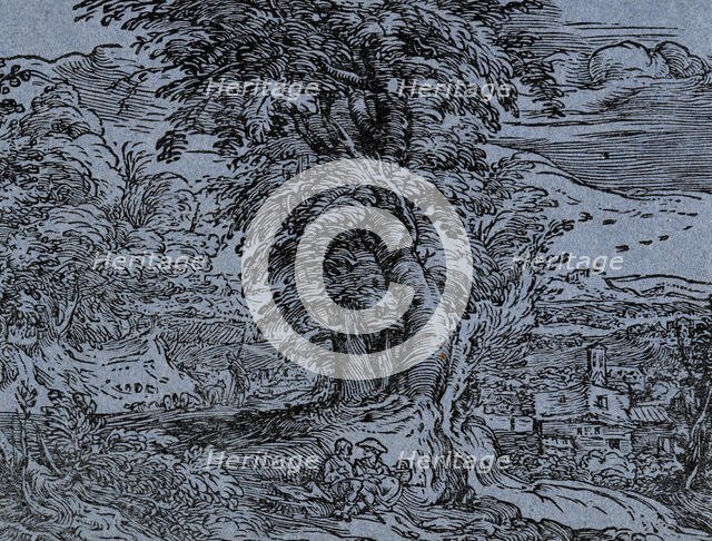 Landscape with Seated Couple, between 1595 and 1600. Creator: Hendrik Goltzius.