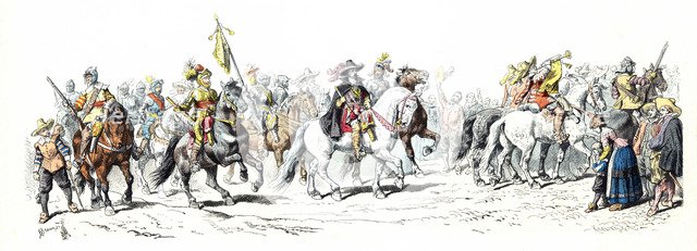 Thirty Years War. Entry of Albrecht Eusebius Wallenstein (1583-1634) in Nuremberg. Czech military…