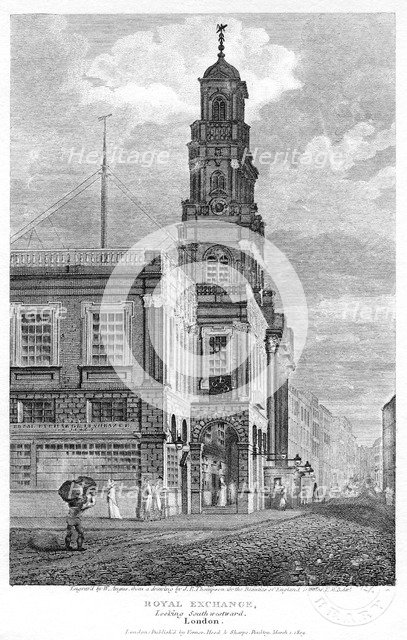Royal Exchange, looking south-west, City of London, 1809.Artist: W Angus