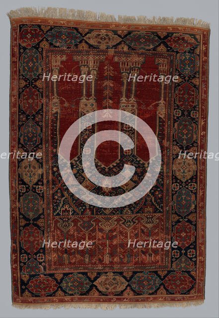 Prayer Rug with Coupled Columns, Turkey, early 18th century. Creator: Unknown.