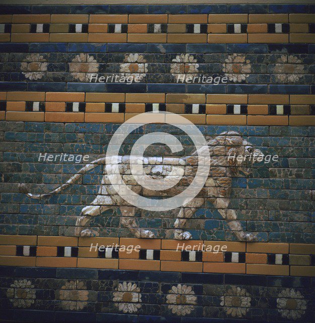Glazed brick relief of a lion on the Ishtar Gate, 7th century BC Artist: Unknown
