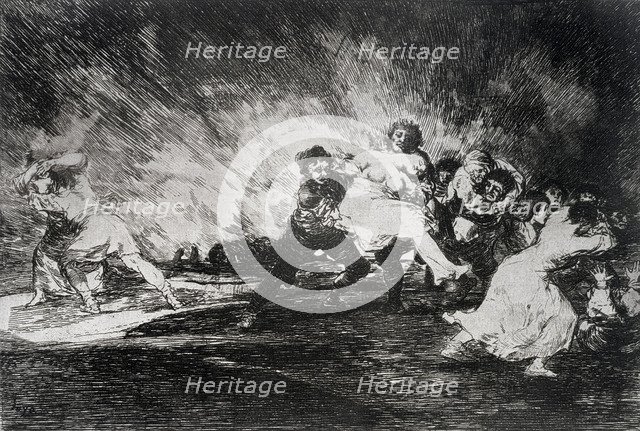 The Disasters of War, a series of etchings by Francisco de Goya (1746-1828), plate 41: 'Escapan e…