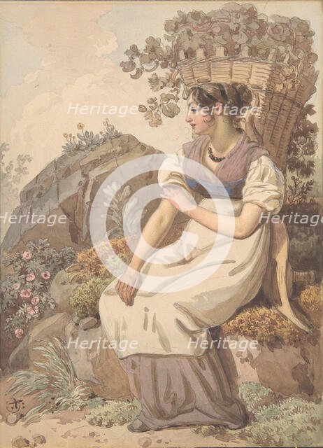 Young Woman in the Vaudois after the Grape Harvest, 1821. Creator: Wolfgang Adam Töpffer.