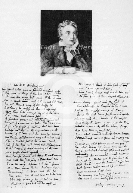 John Keats, English poet, and his Ode to a Nightingale, 1819 (1958). Artist: Unknown