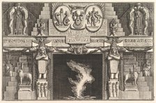 Chimneypiece in the Egyptian style: Groups of three female nudes at the base of each j..., ca. 1769. Creator: Giovanni Battista Piranesi.