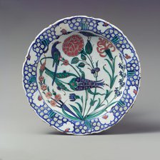 Dish Depicting Two Birds among Flowering Plants, Turkey, ca. 1575-90. Creator: Unknown.