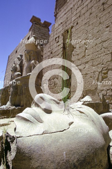Fallen head from a colossal statue, Luxor, Egypt. Artist: Tony Evans