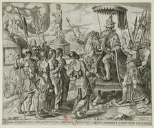 The Three Jews Brought Before Nebuchadnezzar, 1565. Creator: Philip Galle.