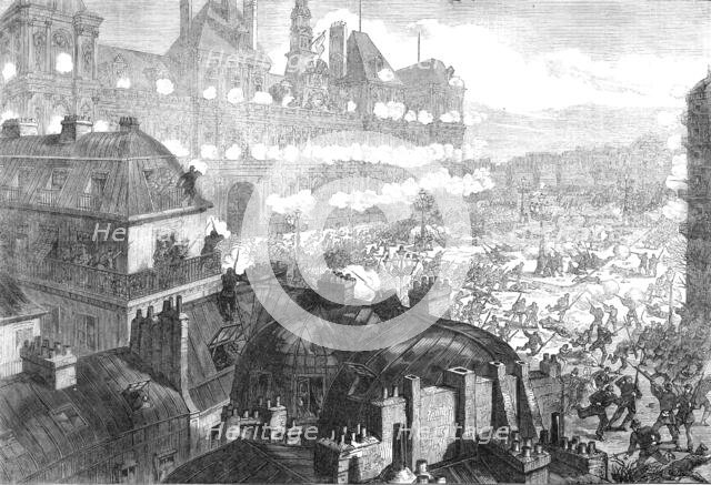 The Red Republican insurgents attacking the Hotel de Ville, Paris, 1871. Creator: Unknown.