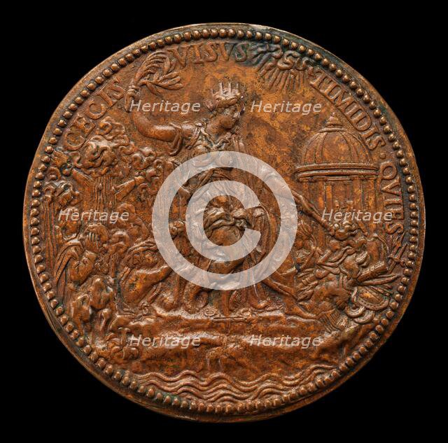 Mary as Peace Setting Fire to Arms [reverse], 1555. Creator: Jacopo da Trezzo.