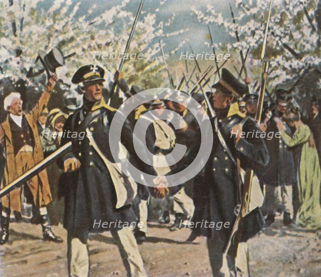Departure of the army in the struggle for independence, Spring 1813, (1936). Creator: Unknown.