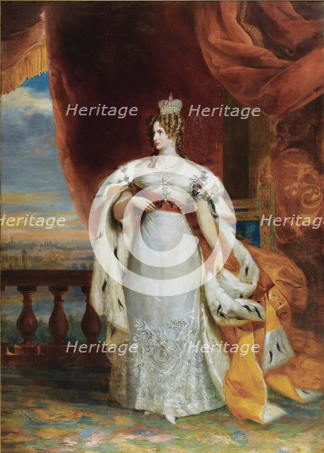 Portrait of Empress Alexandra Fyodorovna (Charlotte of Prussia), Emperor's Nicholas I. wife (1798-18 Artist: Dawe, George (1781-1829)