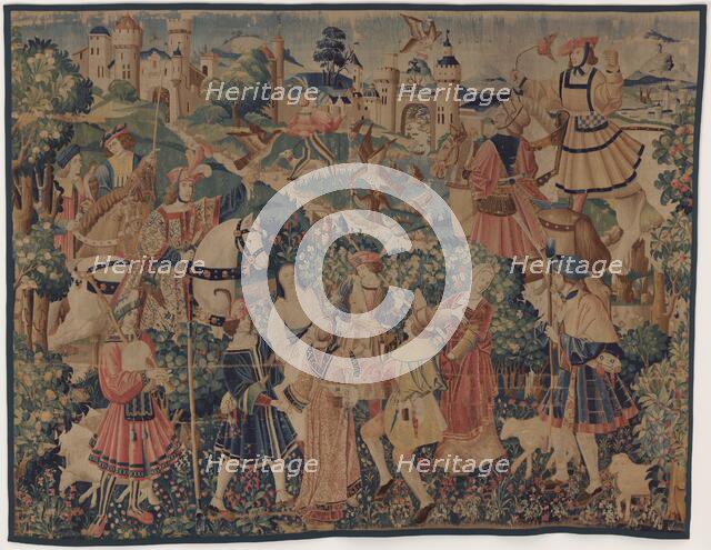 Hunting and Pastoral Scenes, with a bagpiper and dancers, c. 1510. Creator: Unknown.