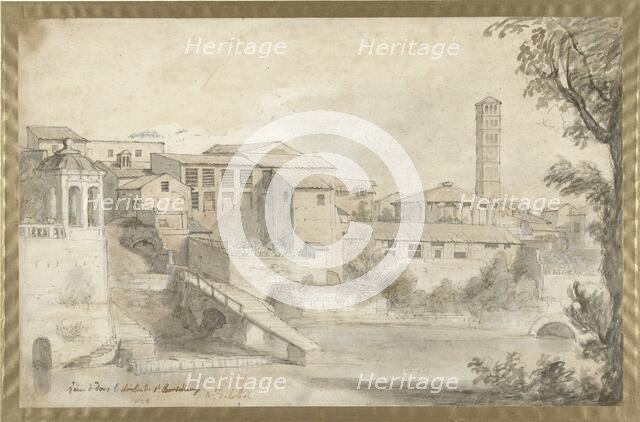Tiber Island with the Monastery of San Bartolomeo, 1728. Creator: Nicolas Delobel.