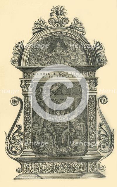 Silver pax with nativity scene, early-mid 19th century, (1881). Creator: W. M. McGill.