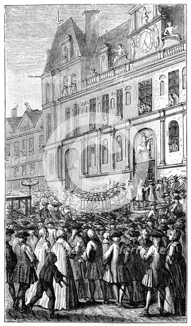 Gathering Outside The Town Hall, (1885).Artist: Bonnart