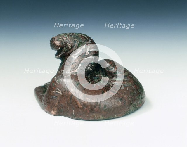 Bronze tiger weight with silver inlays, Western Han dynasty, China, 2nd century BC. Artist: Unknown