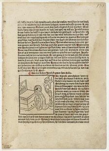 Saint Otilia from Plenarium, Plate 27 from Woodcuts from Books...c. 1483...assembled 1929. Creators: Unknown, Martin Schott, Wilhelm Ludwig Schreiber.