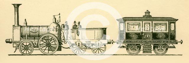 'Locomotive and Royal Saloon, London and Birmingham Railway, 1843', 1930. Creator: Unknown.