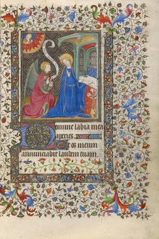 The Annunciation; Book of Hours, about 1415-1420. Creators: Boucicaut Master, Workshop of the Boucicaut Master.