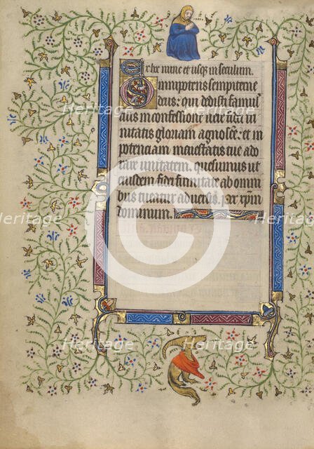 Decorated Text Page; Book of Hours, about 1410. Creator: Unknown.