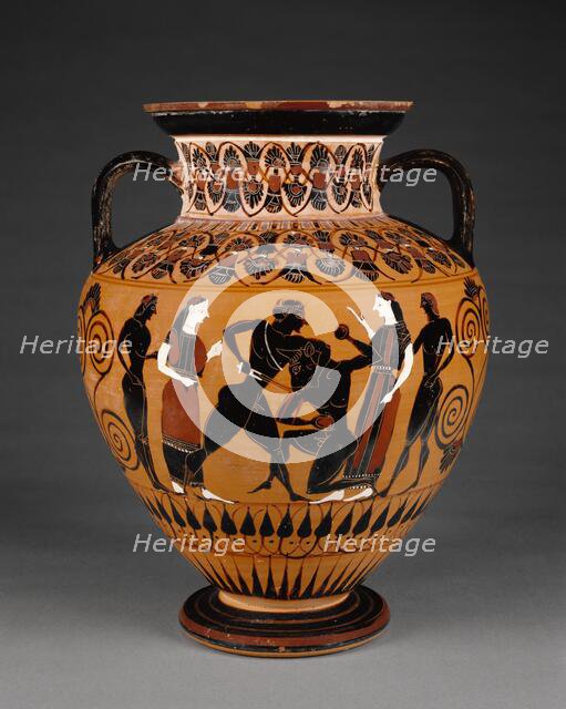 Attic Black-Figure Neck Amphora, about 550 BC. Creator: Workshop of Exekias.